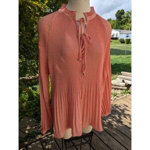 GNW LS Accordion pleated Ruffled Balloon Sleeve tunic Size Lg